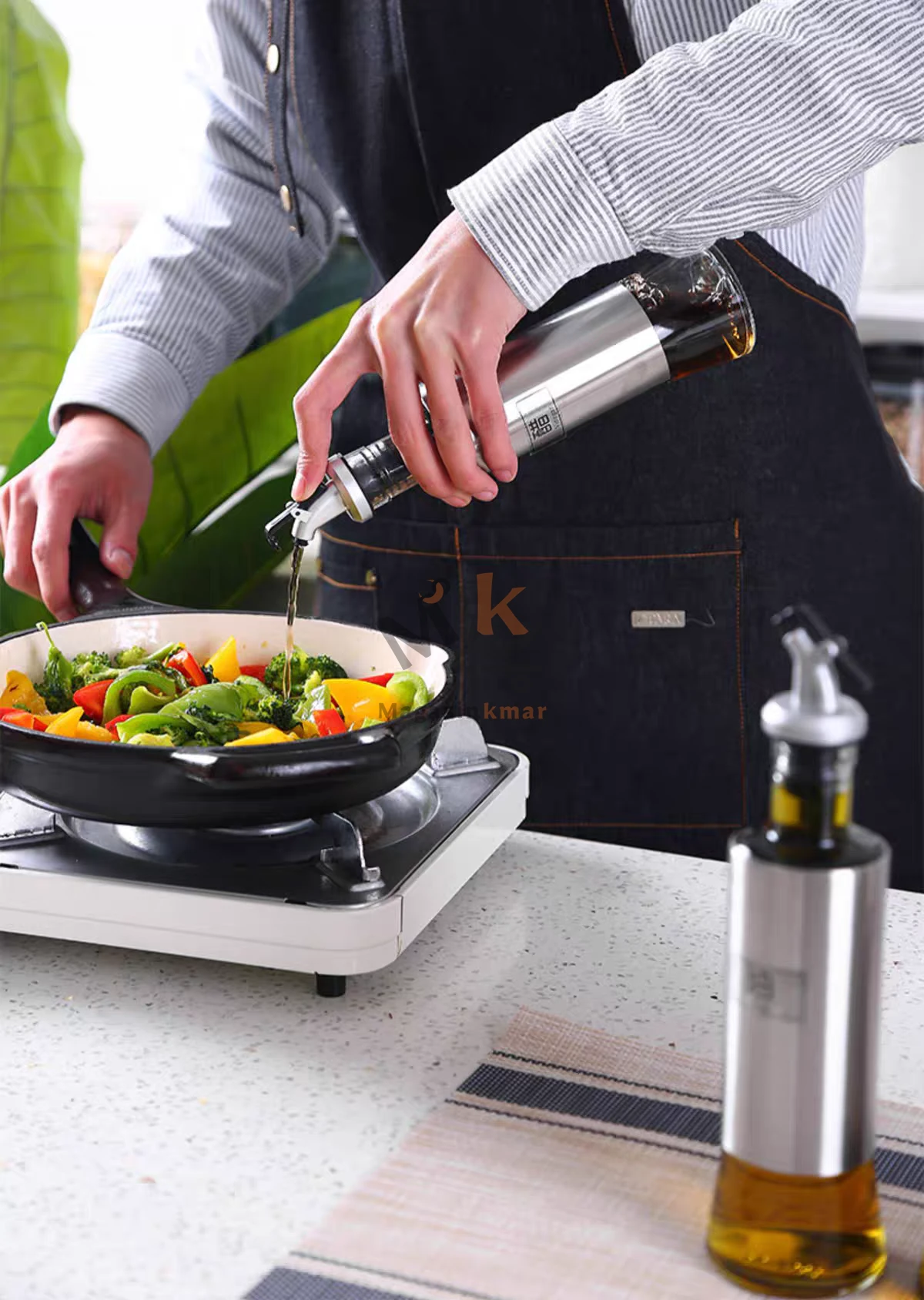 Bouteille d’huile en verre 350 ml – Idéale pour huile d’olive et vinaigre