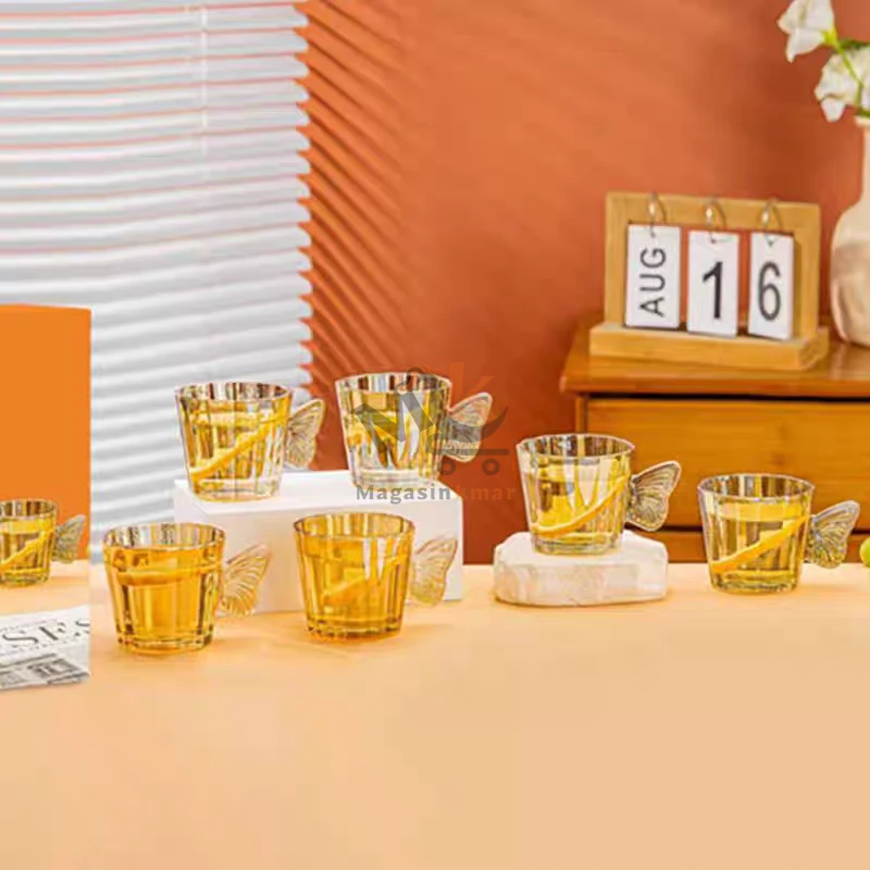 Service café 12 pièces en verre – 6 tasses avec 6 sous-tasses élégantes