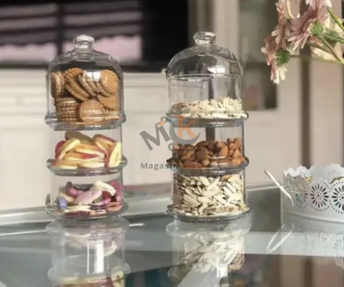 Bonbonnière en verre 3 étagère Gm