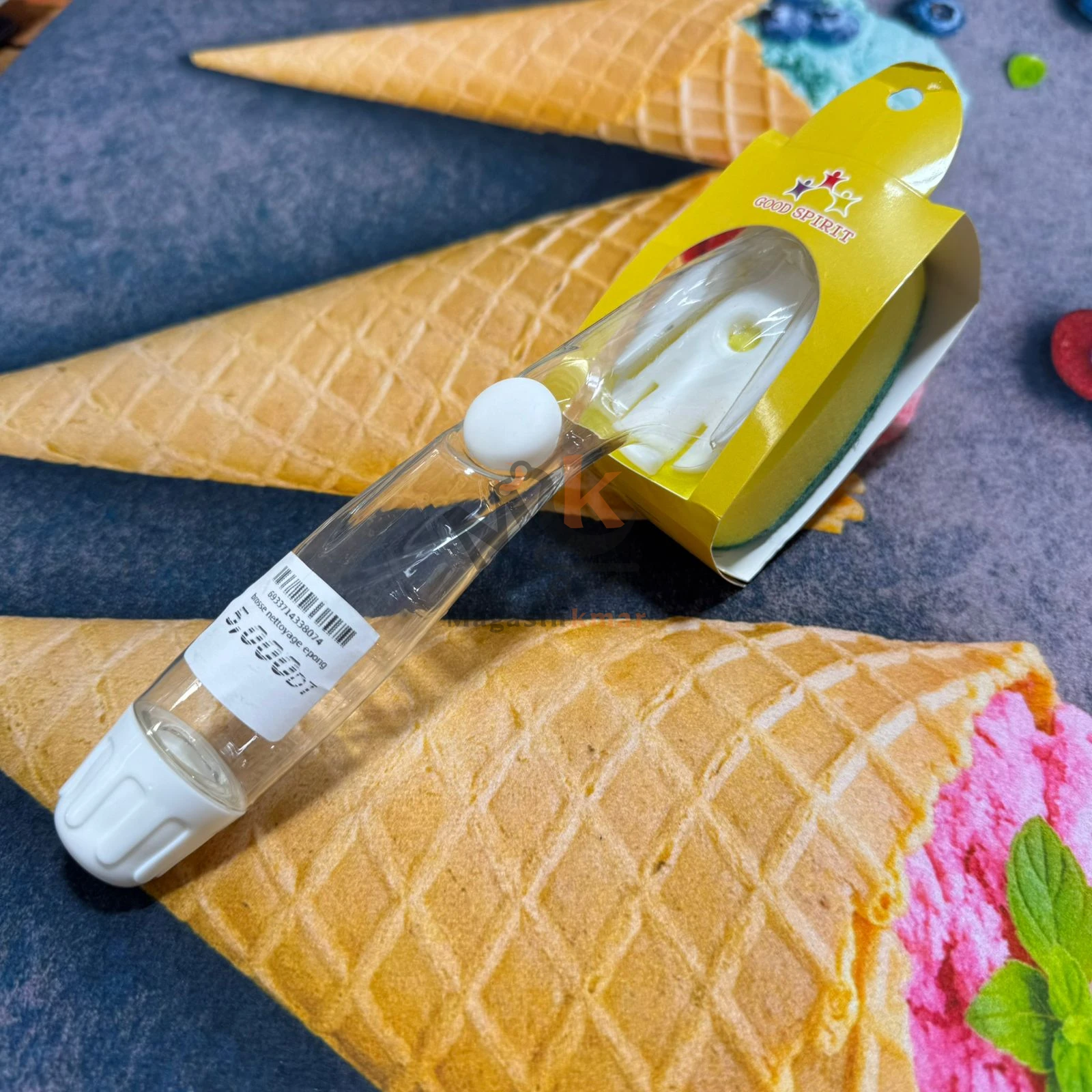 Brosse de nettoyage avec éponge – 23 cm – Idéale pour cuisine et salle de bain