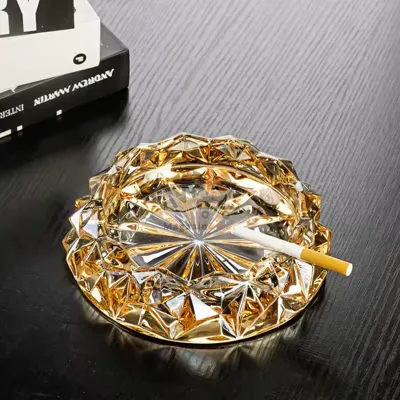 Cendrier rond en verre  – Design élégant pour table et salon