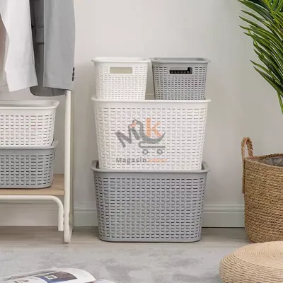 Boîte de rangement PM avec couvercle 28 × 19 cm – Boîte plastique pratique pour maison