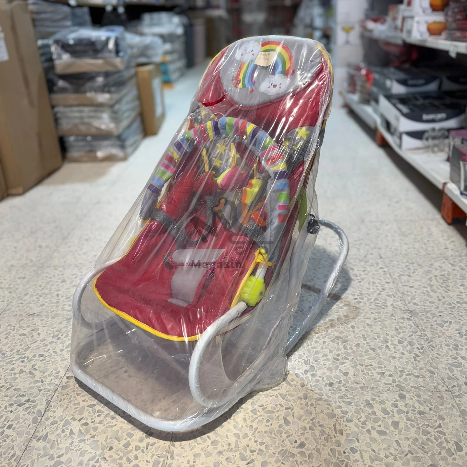 Relax bébé luxe en tissu et métal – Siège confortable de jeu et repos 59 cm