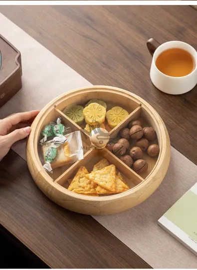 Présentoir rond en bois à 3 compartiments –18cm