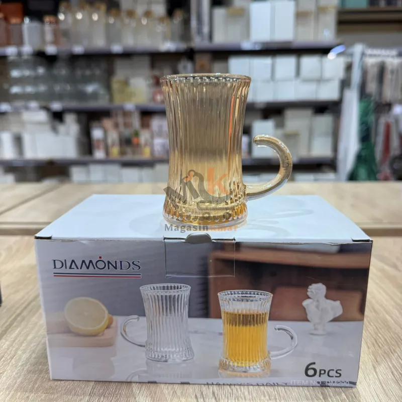 Lot de 6 verres à thé en verre avec manche – 150 ml