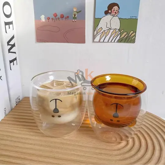 Choppe en verre double paroi – Forme ourse