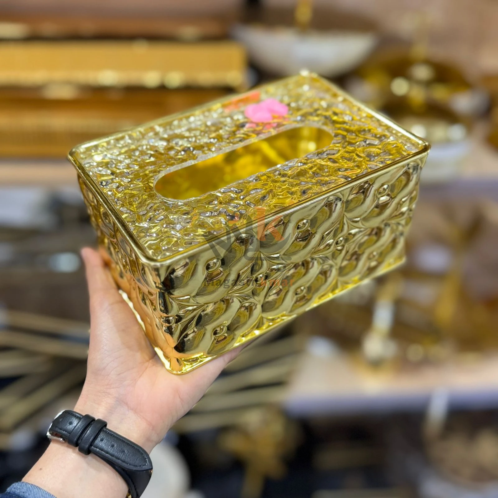 Porte-serviettes rectangulaire doré – Support élégant pour table