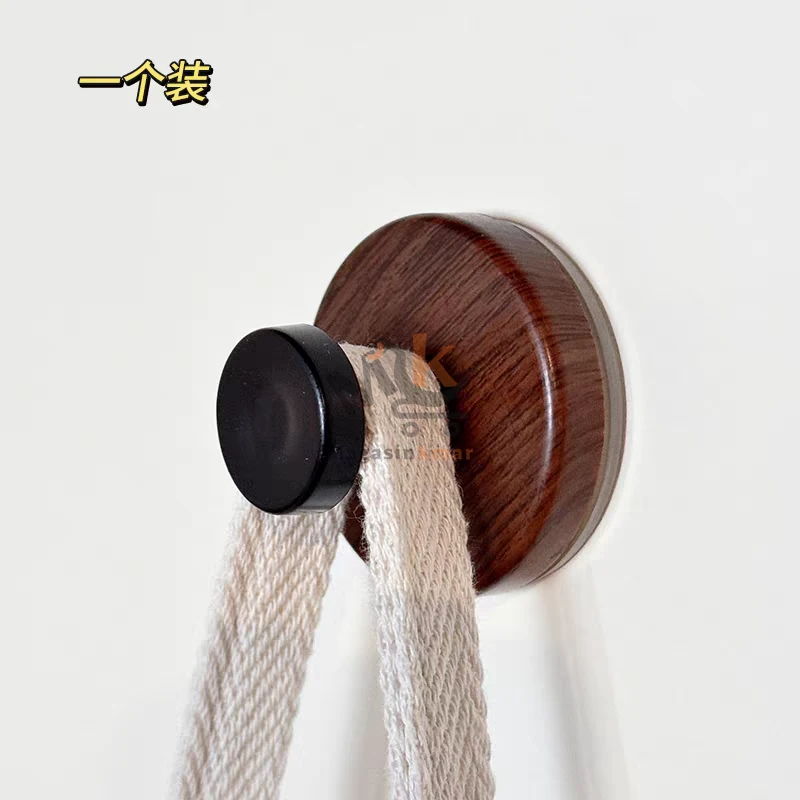 Crochet autocollant en bois – Diamètre 5 cm – Fixation sans perçage