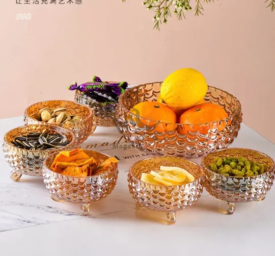 Service a désert 7 pièces transparent en verre