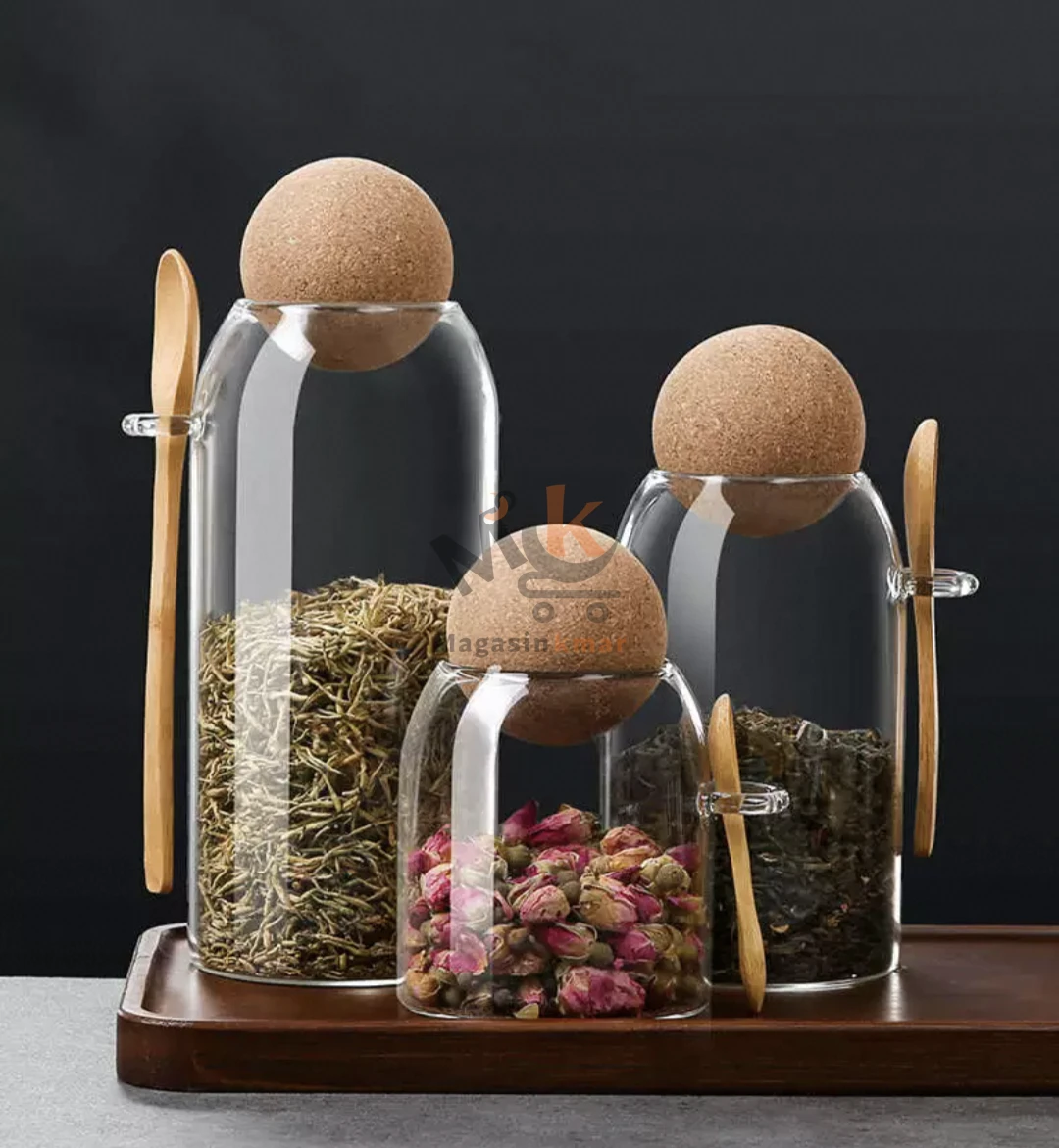 Boite épice rond avec couvercle et cuillère 1.2ml