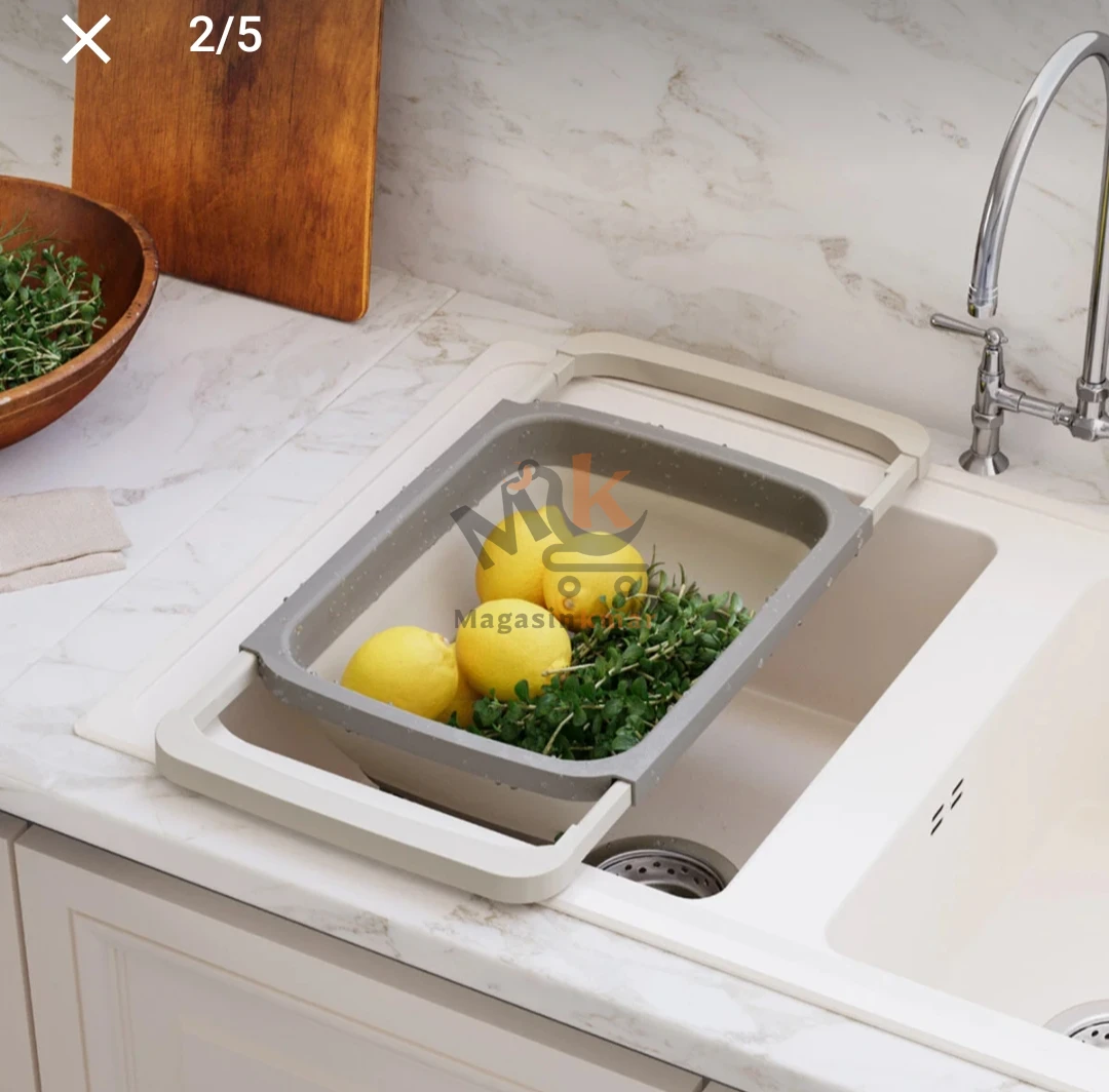 Passoire rectangulaire pliable en plastique alimentaire – Grande capacité 5,5 L