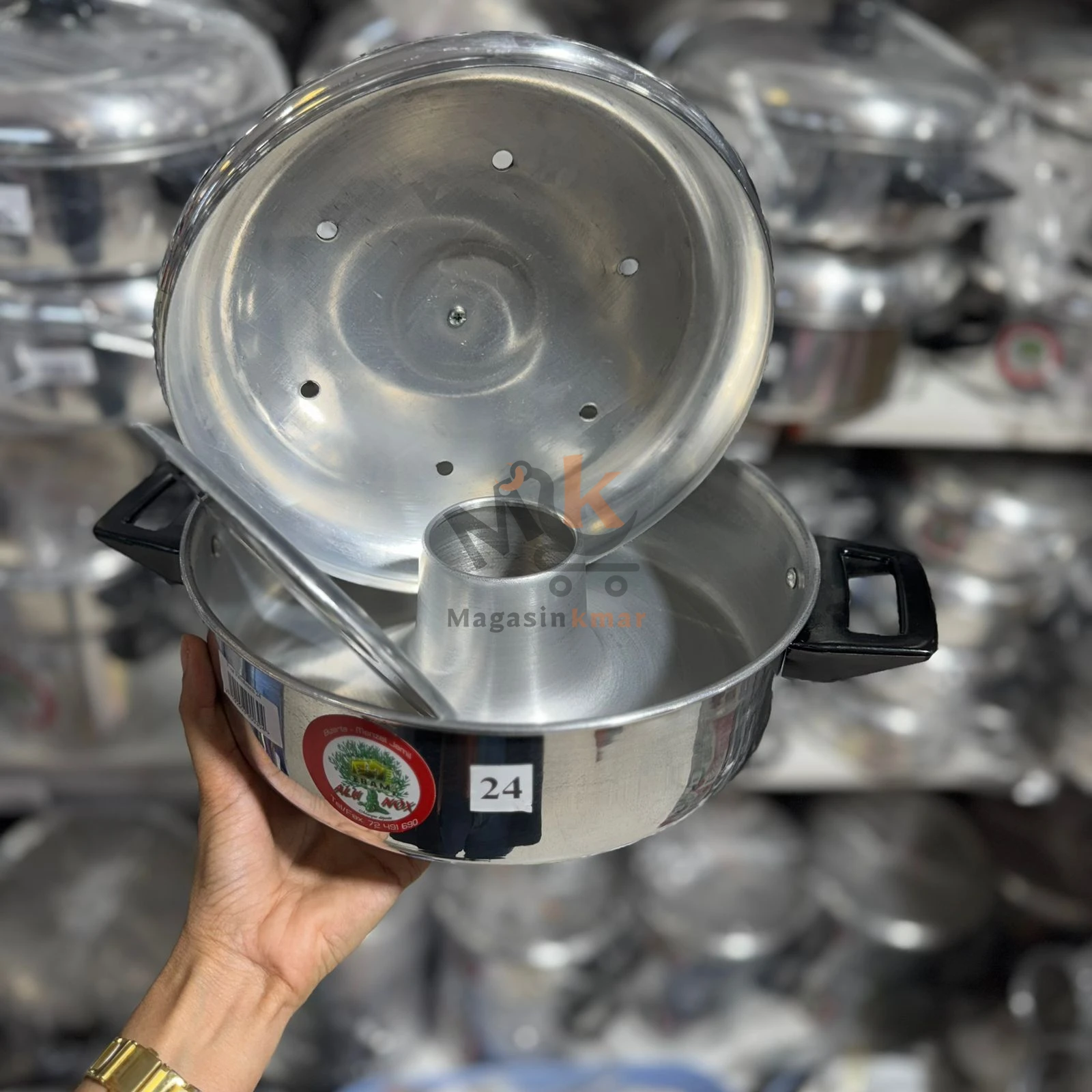 Moule de four  en inox et aluminium – Cuisson traditionnelle au gaz 24 cm