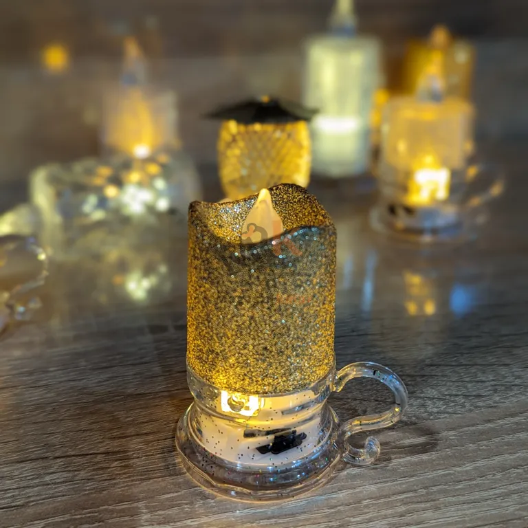Mini bougie led pailleté Doré