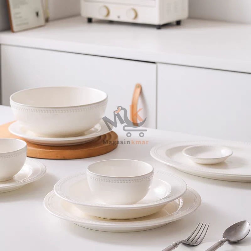 Service de table 24 pièces en céramique – Élégant et complet pour repas familiaux