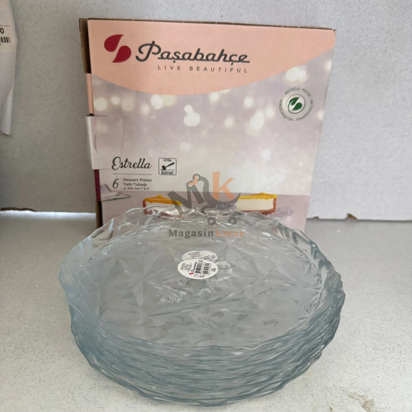 Lot de 6 assiettes à gâteaux en verre – 20 cm – Élégantes et pratiques