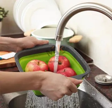 Passoire carrée pliable en silicone PP5 2 L – Égouttoir pratique gain de place