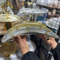 Présentoir décoratif argent forme croissant – Métal – Élégant pour ramadan