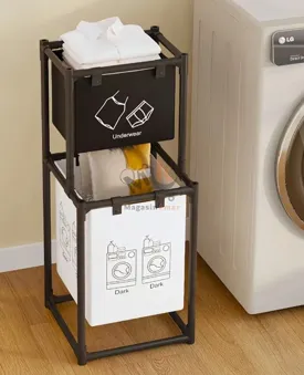 Panier à linge avec support métallique 97 cm – Rangement pratique et stable pour vêtements