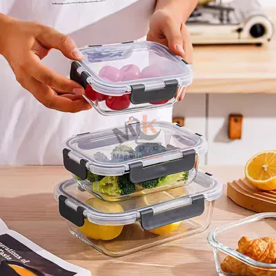 Lot de 3 boites hermétique en verre avec couvercle plastique