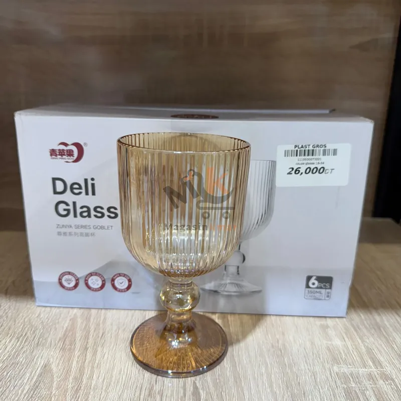 Lot de 6 verres dorés en verre – Style élégant 350 ml
