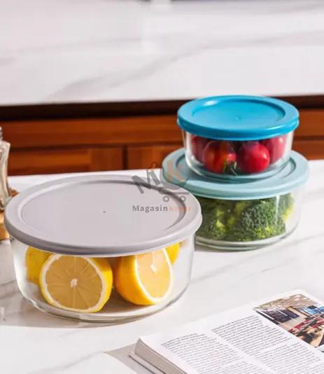 Set de 4 boîtes de conservation rondes en verre