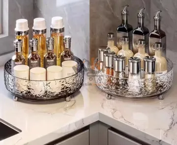 Rangement maquillage rotatif en plexi 23 cm – Organisateur cosmétique pratique et moderne