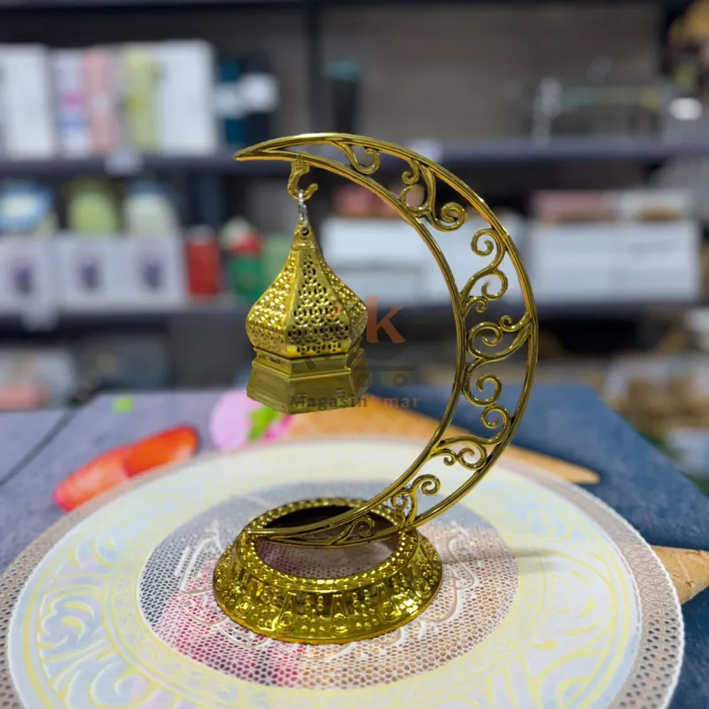 Support fanous doré en plastique – Décoration pratique pour Ramadan