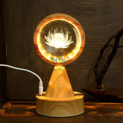 Boule magique décorative en plastique effet bois – Élément design moderne