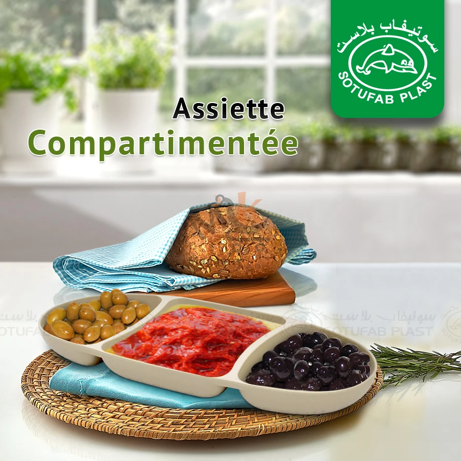 Assiette ovale à 3 compartiment