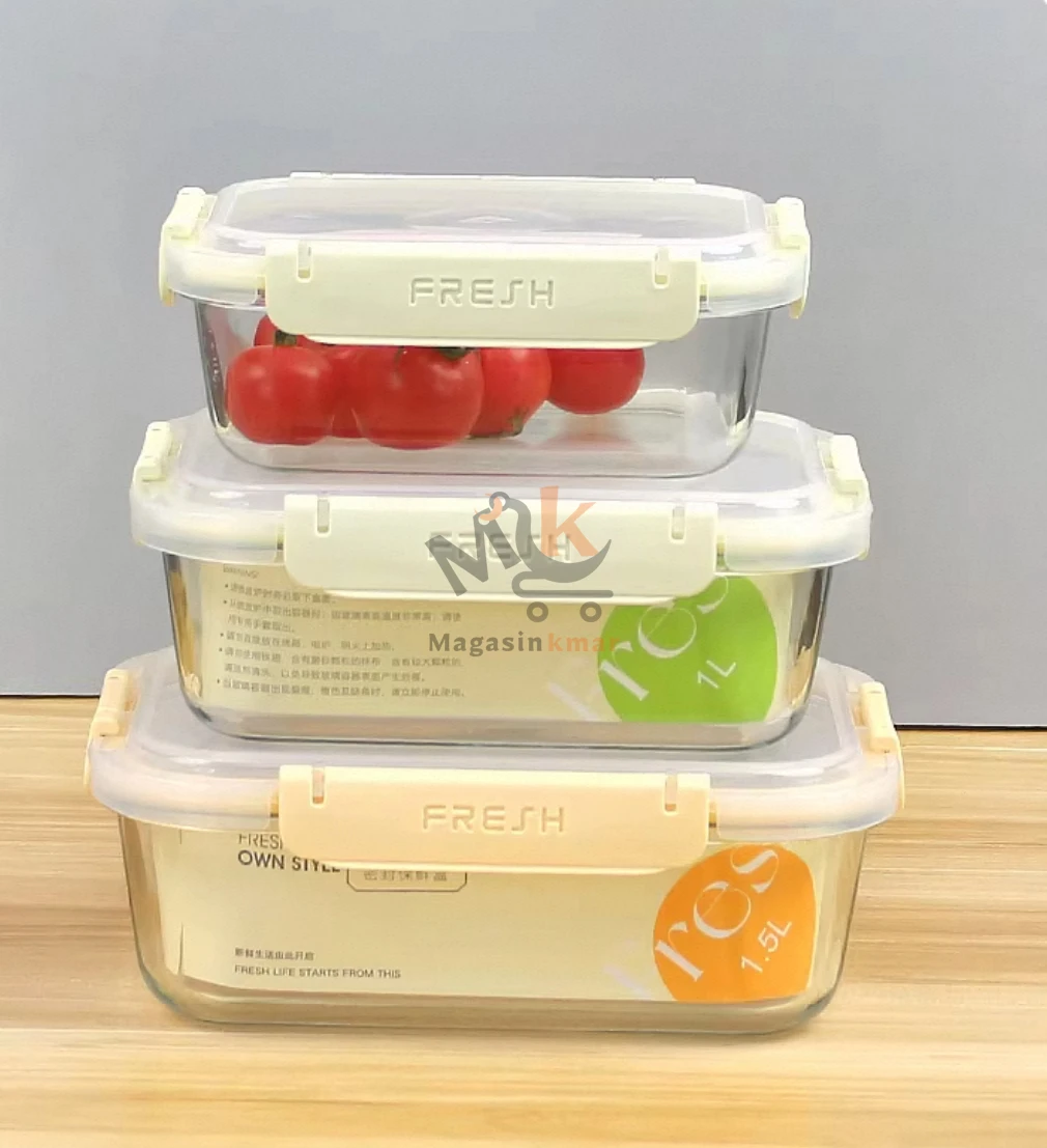 Boîte de conservation en verre 410 ml avec couvercle hermétique alimentaire