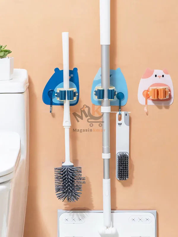 Support de balai mural en plastique  – Fixation pratique pour rangement maison