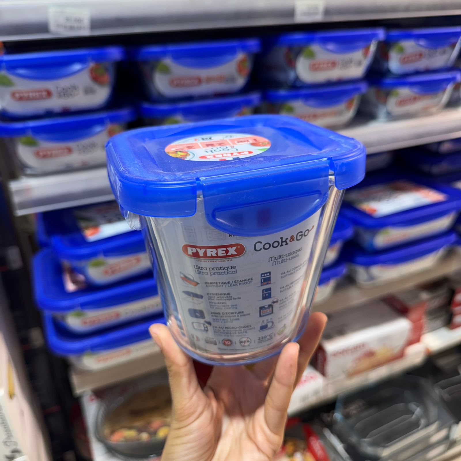 Boîte de conservation Pyrex en verre 800 ml avec couvercl – 12×12 cm