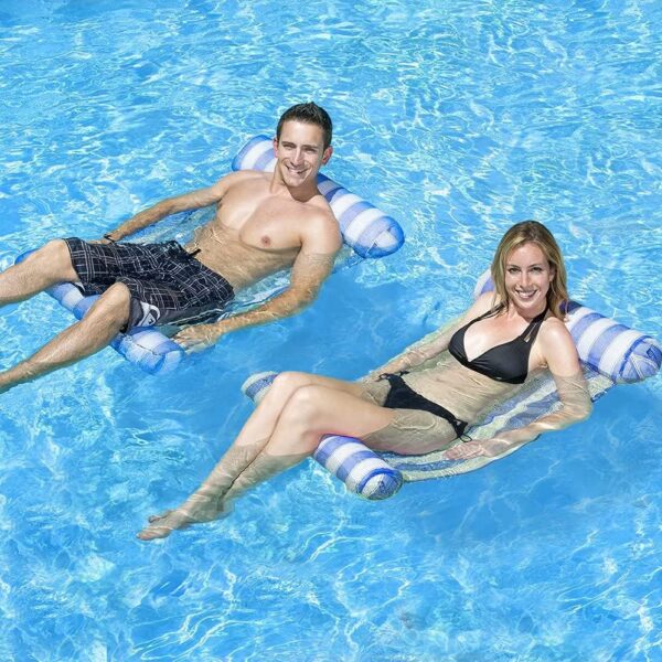 Matelas gonflable rayure avec coussin intégré – Confort idéal pour la plage ou la piscine