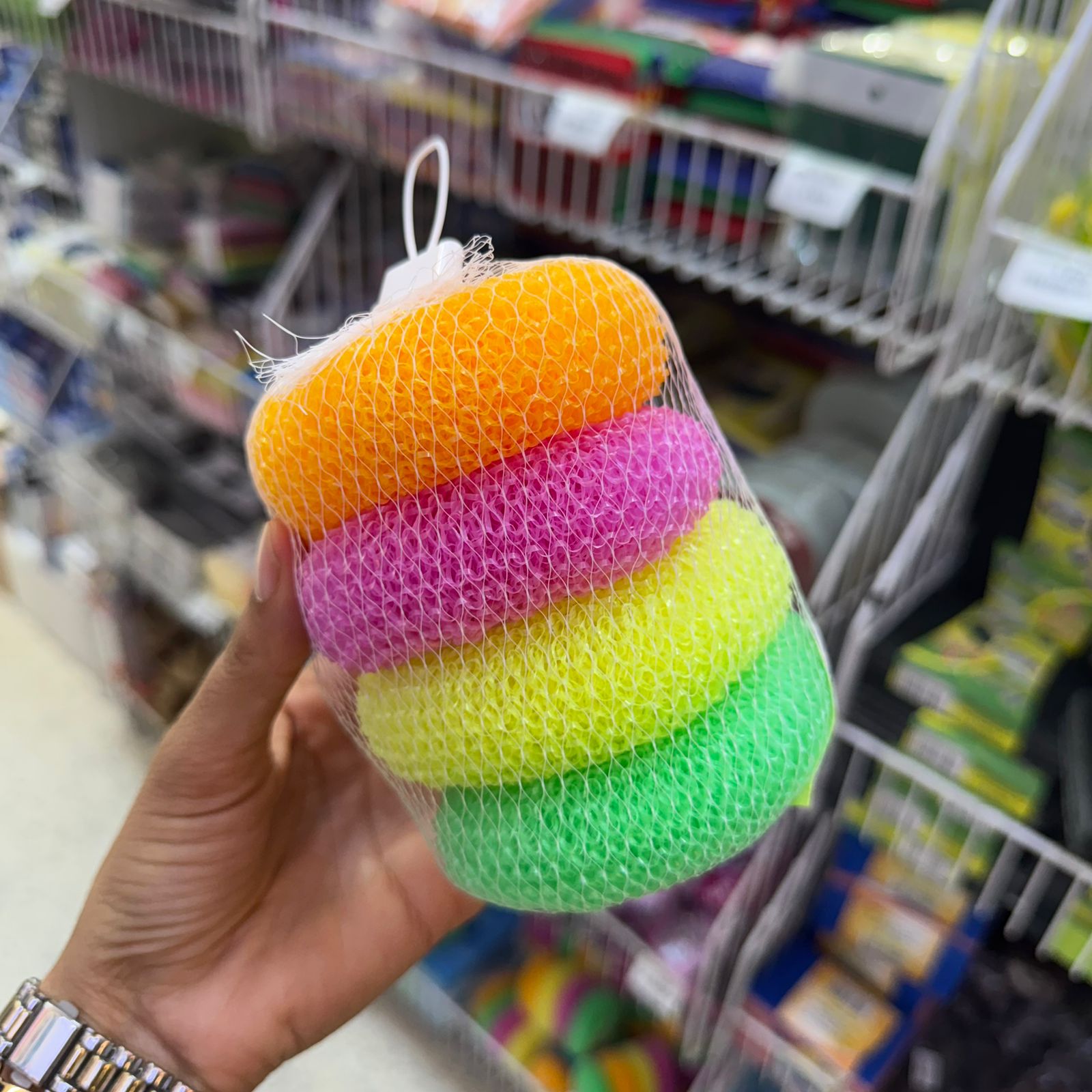 Lot de 4 éponges grattantes Jex – Nettoyage vaisselle et surfaces – Ø 8 cm