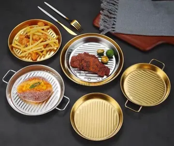Assiette ronde en métal avec poignée 20 cm – Plat dessert et salade