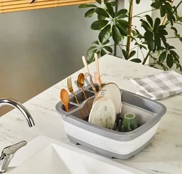 Égouttoir vaisselle pliable en silicone alimentaire 9 L – Compact et pratique