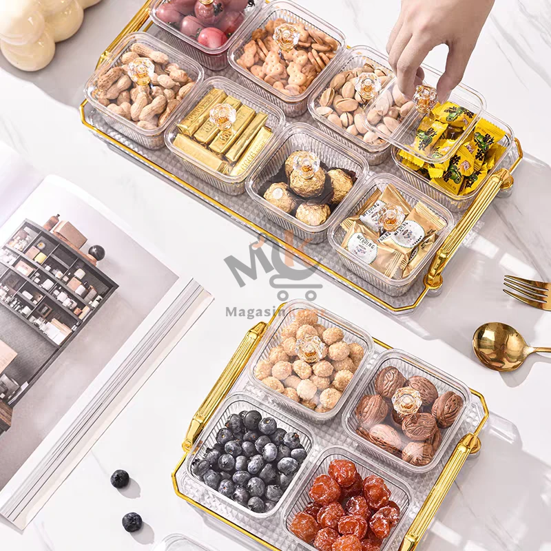 Lot de 2 bonbonnières en plexi avec plateau – Présentation élégante pour sucreries et fruits secs