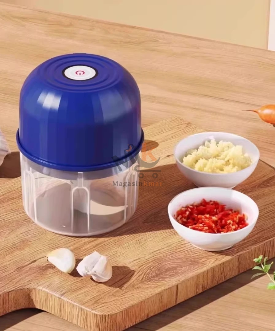 Mini hachoir électrique USB en plastique – Compact et pratique pour ail et légumes