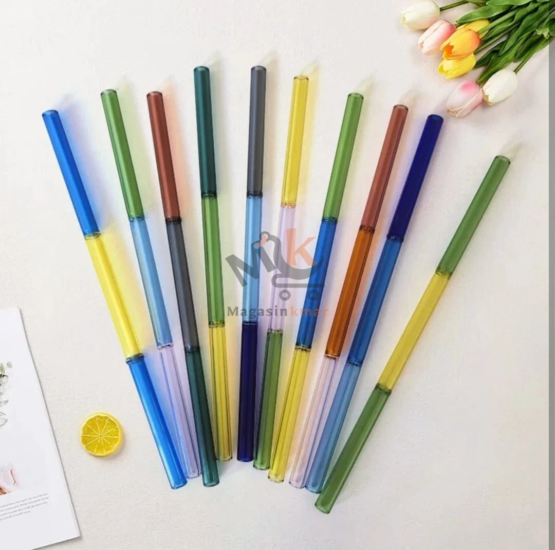 Set de 4 pailles en verre couleur dégradé avec brosse de nettoyage – Réutilisables