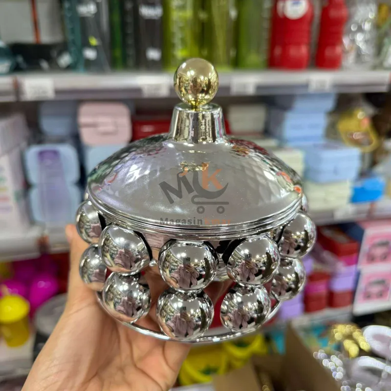 Bonbonnière PM argent en métal avec couvercle – Élégante et décorative