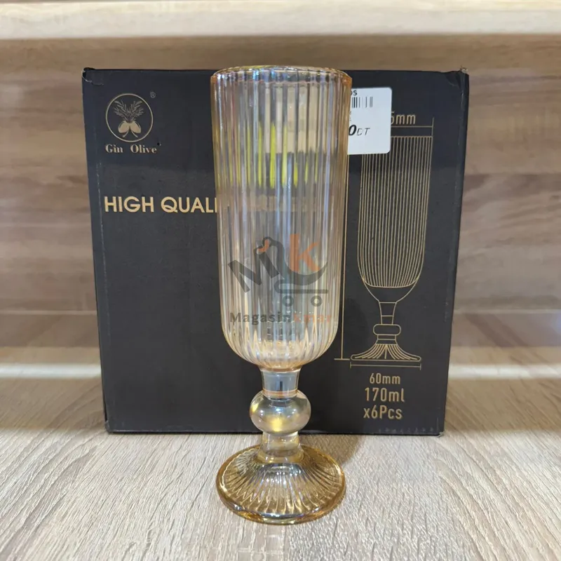 Lot de 6 verres dorés 170 ml en verre – Élégants pour table et boissons