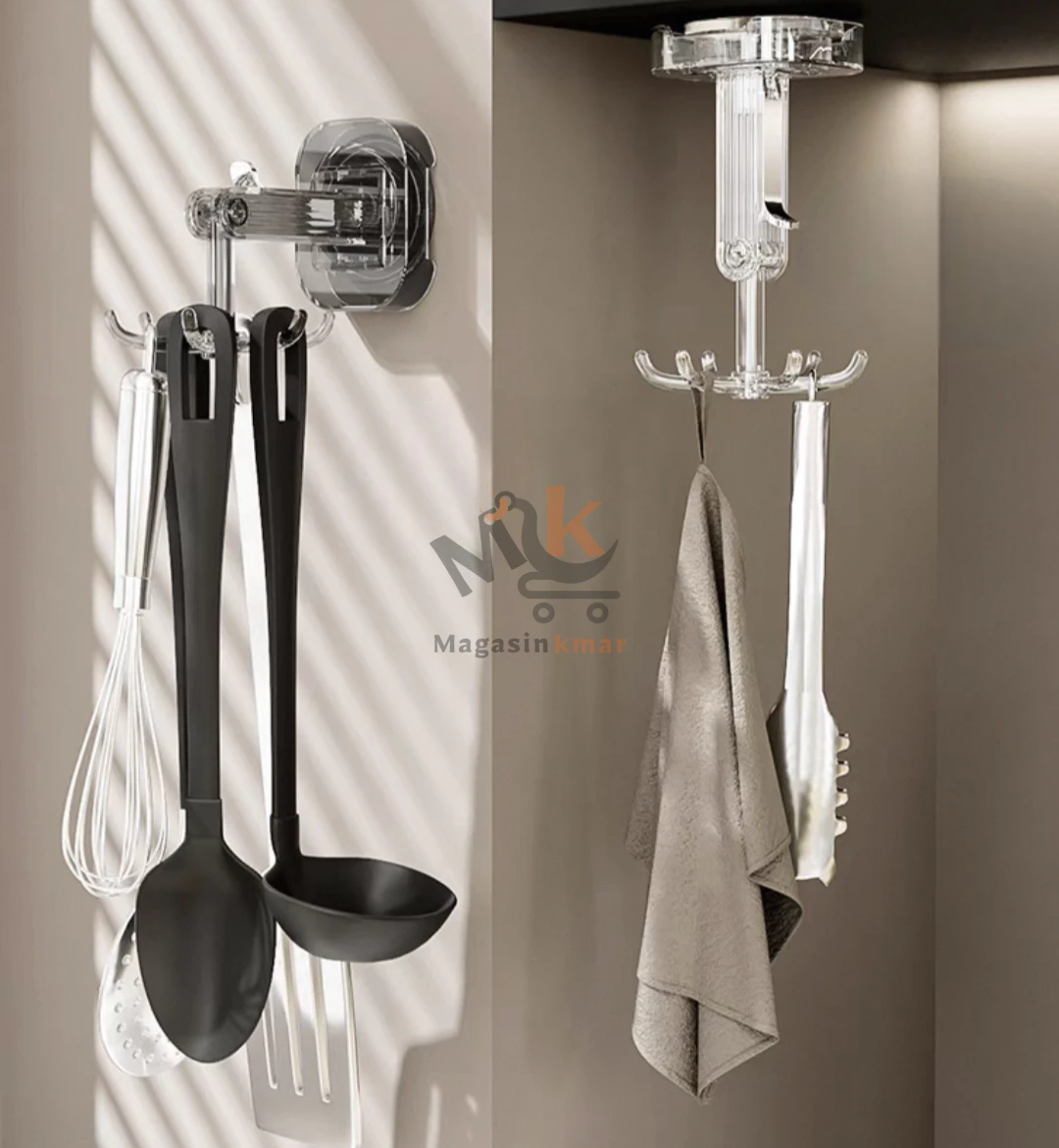 Crochet en plastique rotatif multifonctionnel à 5 griffes