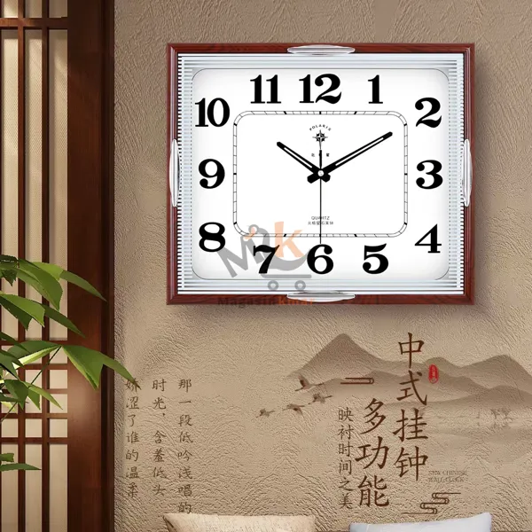 Horloge rectangulaire en plastique  – Pendule décorative pour maison et bureau