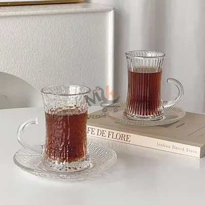 Set de 6 verres à thé en verre rayé