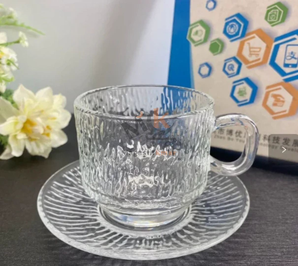 Service Café de 6 Verres avec Sous-Tasses en Verre –