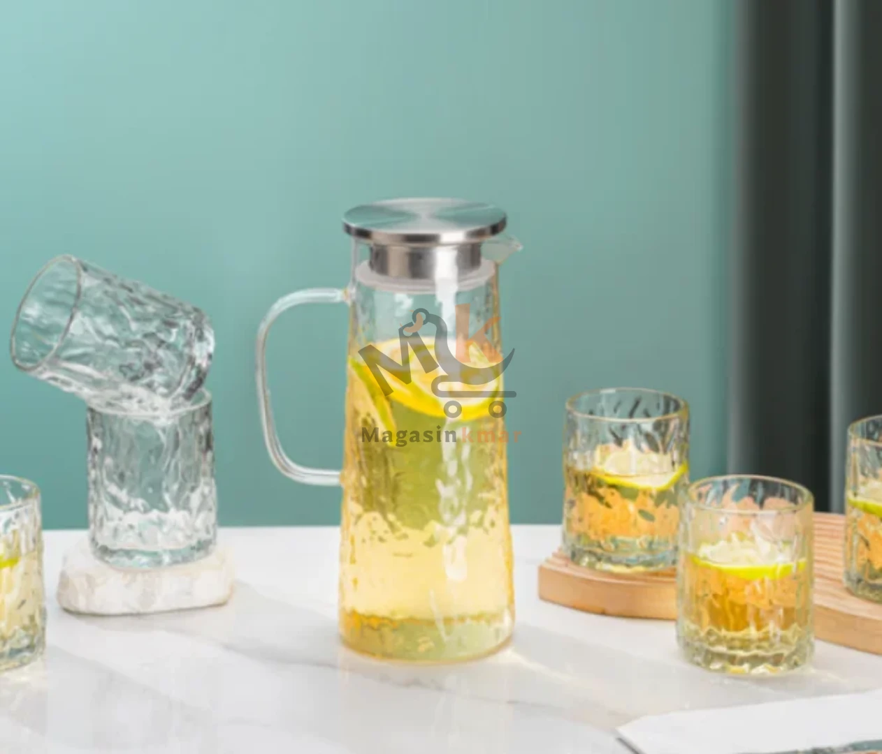 Carafe en Verre avec Couvercle Inox 1.5 L