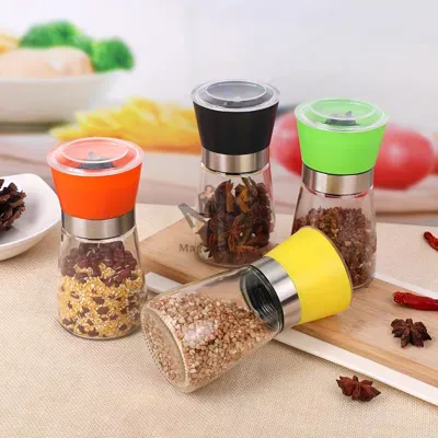 Moulin à épices en verre 160 ml – Pot pratique avec couvercle plastique 12 cm