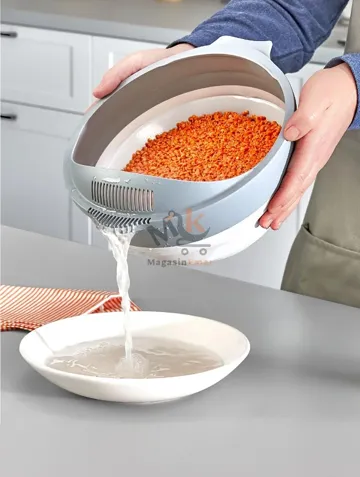 Passoire bol pliable 2 en 1 en silicone PP5 3.25 L – passoire pratique et gain de place