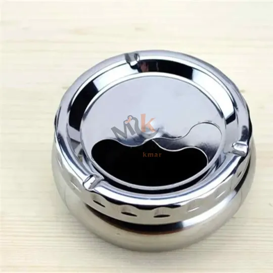 Cendrier rond en métal argent 12 cm – Résistant et facile à nettoyer