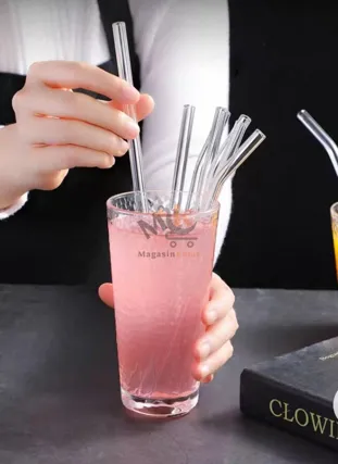Lot de 6 pailles en verre  avec brosse de nettoyage – Réutilisables et pratiques